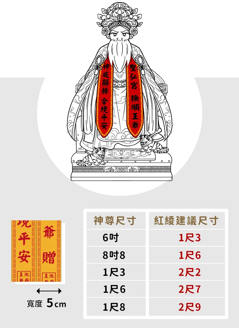 客製神明紅綾常見尺寸-手機版